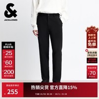 杰克·琼斯(JACK&JONES)【衣启赢运】25年秋冬季男装裤子男士商务休闲裤磨毛款弹力九分裤 E43纯黑色 31 175偏大,建议拍小一码