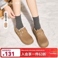 西遇（Westlink）厚底勃肯鞋女2025新款冬季百搭加绒复古毛毛鞋外穿保暖雪地鞋 卡其色 37 (235)