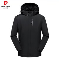 皮尔卡丹外套男士2025春秋季休闲运动冲锋衣情侣款衣 黑色 XL