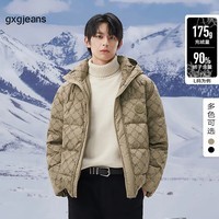 gxgjeans男装 2024年冬季老花满印休闲连帽羽绒服 2色可选 卡其色-1 L (175)