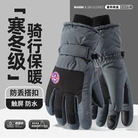 GOLOVEJOY新款冬季保暖抗寒抗风手套双层加绒加厚户外骑行运动手机触碰手套 【防水升级款】侧标-男蓝 均码