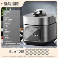 美的(Midea)【国家补贴】IH电压力锅2200W风冷速香5L双胆家用智能预约无感降压0涂层高压锅电饭煲MY-S5175C
