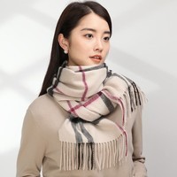 达芬奇密码羊毛围巾女士春秋款英伦格子围脖保暖披肩女生礼物 米格 180*30cm