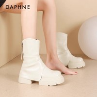 达芙妮马丁靴女2025秋冬新款爆款厚底短靴女增高显瘦堆堆靴裤管靴子QJ1 白色 39