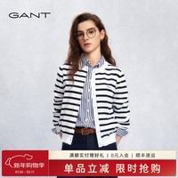 GANT/甘特2026早春新款女装圆领条纹百搭棉质长袖针织开衫 409-藏蓝白条 M