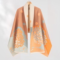 达芬奇密码女性保暖加厚大围巾办公室午睡披肩毛毯防寒节日送妈妈礼物 枝叶扶苏 蓝桔