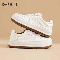 达芙妮厚底小白鞋女款2025新款夏季增高百搭板鞋透气休闲运动鞋女QJ1 米白色 40