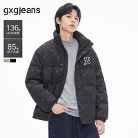 gxgjeans男装2024年冬季新款满印立领短款羽绒服 黑色-3 175/L