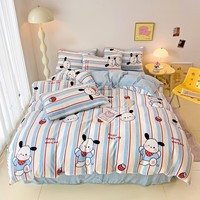 多兰诗（Duolanshi）牛奶绒四件套 秋冬加厚保暖卡通风床上用品加绒被套床单套件 叮当狗 1.8米 床单款 -被套200*230 四件套