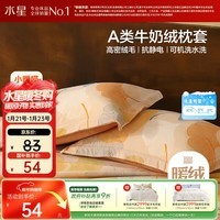 水星家纺枕套牛奶绒冬季双面保暖对枕套抗静电A类枕头罩一对装双人48x74cm