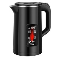 万利达电热水壶家用大容量不锈钢3L自动断电保温快烧水壶自动断电宿舍开水壶 黑色-保温 3L