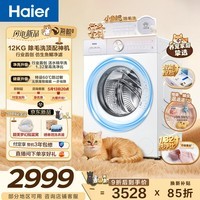 海尔（Haier）海鲸系列 12公斤大容量全自动滚筒洗衣机 专业除毛洗单洗家用超薄 毛白白5MJ2WU1