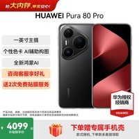 HUAWEI Pura 80 Pro 新品旗舰华为手机 p80pro 一英寸主摄拍照 个性色卡 AI辅助构图 华为鸿蒙智能手机 釉黑 12GB+256GB 官方标配