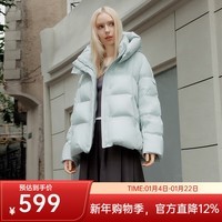 坦博尔韩版新款泡芙羽绒服女短款可脱卸帽冬季宽松厚外套户外TBF530368D 冰霜蓝 S 160/84A