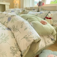 AIDLIA类100%全棉磨毛四件套印花单双人四件套 A朴雅 1.5/1.8m床 床单款 被套200*230cm