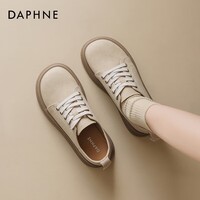 DAPHNE达芙妮牛津鞋女2026春季新款复古经典厚底增高休闲小皮鞋女百搭时尚单鞋 杏色 37