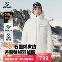 诺诗兰(NORTHLAND)冬季户外鹅绒羽绒服男女可升温连帽三防抗寒保暖面包服 极地白色 4XL 190cm (180-220斤 卡码拍小)