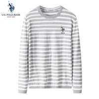 U.S. POLO ASSN.US保罗毛衣男针织衫男装秋冬加绒保暖半高领男士打底衫上衣 灰色612实心标 100%棉 M