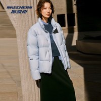 斯凯奇(Skechers)运动羽绒服冬季立领保暖锁温男女同款防泼水防泼油耐污 氙气蓝/0356 L