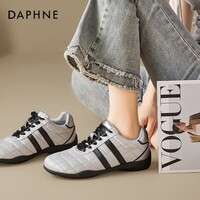 达芙妮黄色德训鞋女2025新款百搭防滑轻便软底休闲运动鞋 银色 37