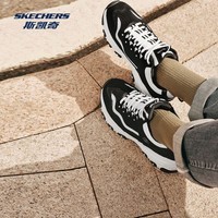 斯凯奇(Skechers)奥利奥熊猫鞋女士秋冬经典黑白运动绑带绒里休闲增高老爹鞋 黑色/白色/BKW 36