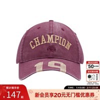 Champion冠军夏季新款棒球帽 休闲运动风遮阳帽鸭舌帽情侣美式休闲百搭 暗红 均码