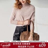 帕罗（PALUOPO）【12G羊绒精纺】100%山羊绒半高领毛衣简约针织百搭羊绒衫女 粉红彩点 M 100