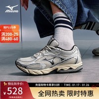 美津浓(MIZUNO)【WAVE ORION】男女春秋运动鞋跑步鞋缓震支撑复古休闲跑鞋 10/米灰色/银色/暗蓝色 42.5 (275mm)