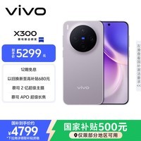 vivo X300 12GB+512GB 惬意紫 蔡司2亿超级主摄 蔡司APO超级长焦 5年持久流畅OriginOS 6 拍照 AI手机