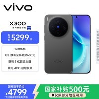 vivo X300 12GB+512GB 纯粹黑 蔡司2亿超级主摄 蔡司APO超级长焦 5年持久流畅OriginOS 6 拍照 AI手机