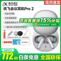 科大讯飞录音降噪会议耳机iFLYBUDS Pro2/Pro3蓝牙耳机翻译耳机 无线降噪 入耳式会议纪要 录音转文字  【旗舰款】讯飞耳机Pro2幻影银