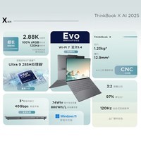 ThinkPad联想笔记本电脑ThinkBook X 2025 英特尔酷睿Ultra9 285H 13.5英寸 32G 1T 2.8K AI高刷屏办公