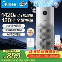 美的（Midea）【紫外线杀菌】无雾空气净化加湿器大容量落地家用卧室静音孕妇婴幼鼻炎女生礼物SZK-U12鸿蒙智联