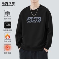 马克华菲(MARK FAIRWHALE)复古风加绒加厚圆领套头卫衣男简约印花宽松oversize版型潮牌上衣 【重磅棉】-黑#JMK五星俱乐部 XL