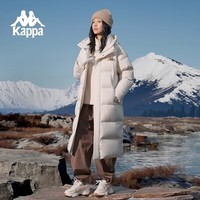 卡帕(Kappa)背靠背男女同款羽绒服外套24新款冬季长款棉服防寒服K0EZ2YY09D 桦木白-0114 L
