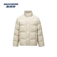 斯凯奇(Skechers)男女同款秋冬新款鸭绒保暖立领外套夹克防风羽绒服L424U296 浅棕色/0046 L