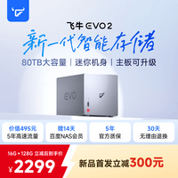 飞牛nas智能存储EVO 2双盘位N150家庭网络存储私有云主机手机扩容相册备份服务器硬盘 【银灰色】16G 128G系统盘（3.5/2.5英寸硬盘通用）