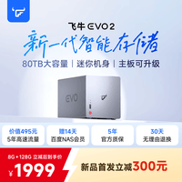 飞牛nas智能存储EVO 2双盘位N150家庭网络存储私有云主机手机扩容相册备份服务器硬盘 【银灰色】8G 128G系统盘（3.5/2.5英寸硬盘通用）