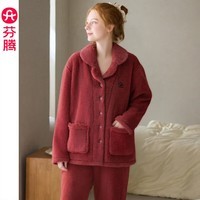 芬腾珊瑚绒睡衣男女士秋冬季套装保暖法兰绒加绒加厚休闲家居服冬天 FJ26940699富贵红 【单女款】 XL 建议:女124-142,男146-165斤