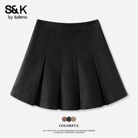 班尼路S&K系列半身裙子女装A字时尚潮流短裙2026新款高级感小个子夏季装 黑#纯色 S