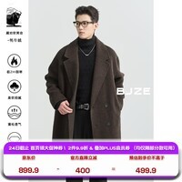 伯爵卓尔高端定织牦牛绒羊毛混纺双面呢大衣男中长款2024秋冬新款 巧克力软糖 2XL