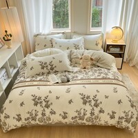 AIDLI 纯棉床上四件套40支纯棉 被套床单被罩床上用品双人全棉套件 F慕情 四件套 床单款 （被套200*230cm）