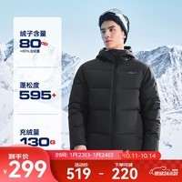 鸿星尔克(ERKE)驭光科技羽绒服男秋冬季新款保暖防寒户外休闲三防羽绒连 正黑 3XL