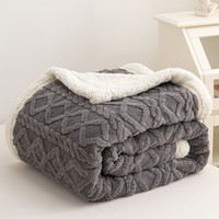 J.H.Longess 家纺 双层羊羔绒毯法兰绒素色柔软舒适盖毯毛毯 DB.塔夫羊羔毯-灰色 150*200cm约2.5斤