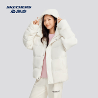 斯凯奇（Skechers）男女同款中性连帽羽绒服石墨烯冬日户外运动保暖外套防泼水 棉花糖白/0074 L