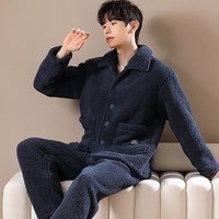 雪中飞睡衣男士珊瑚绒加厚加绒2025新款家居服套装大码可外穿 NSCBF-宝石青G款 2XL 【体重建议:150-170斤】