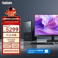 联想(ThinkCentre)P600 商用办公台式电脑台式机主机(酷睿i5-13420H 16G DDR5 1TB SSD win11)23.8英寸全套 国家补贴