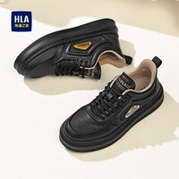 海澜之家（HLA）男鞋新款时尚耐磨增高休闲板鞋高帮透气小白鞋 黑色 40