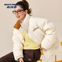 斯凯奇（Skechers）中性秋冬季防风宽松羽绒外套 象牙白色/001J L
