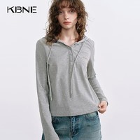 KBNE灰色卫衣气质针织长袖上衣2025秋季新款修身休闲百搭连帽外衣 灰色 M